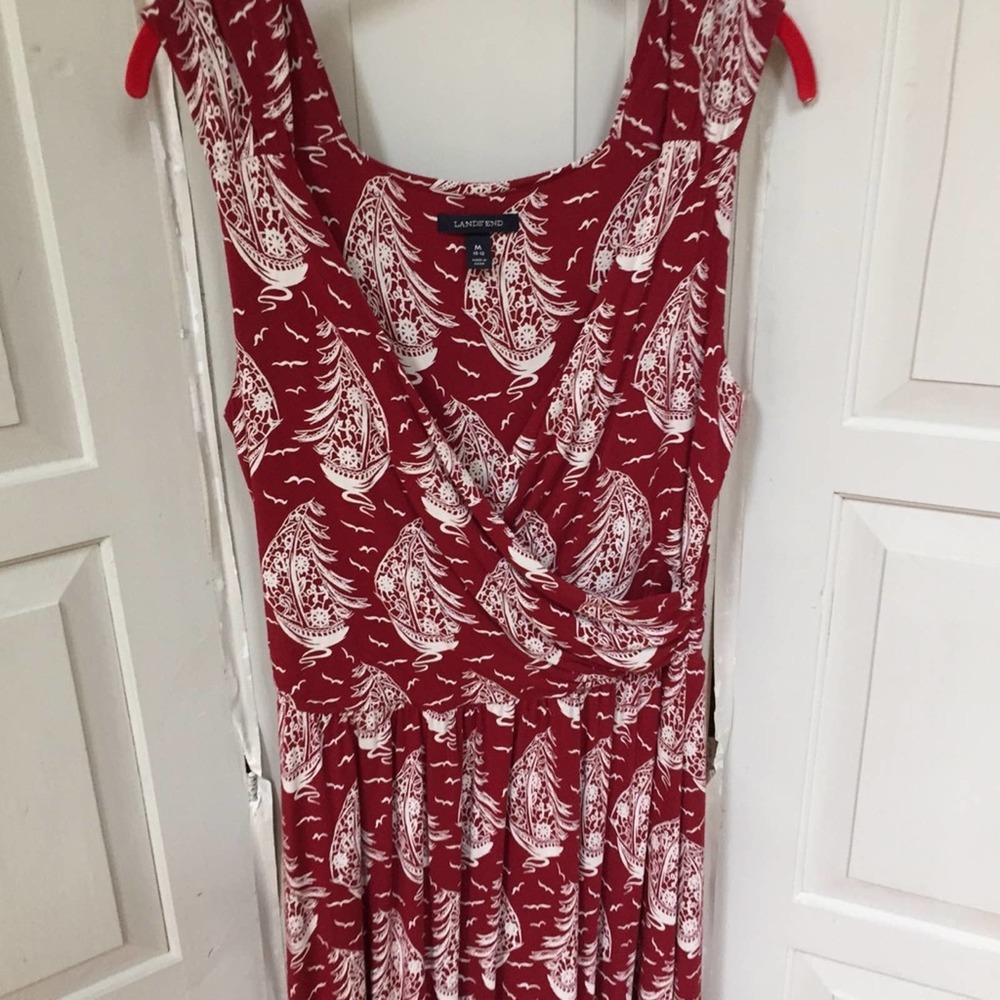 Lands' End Red & White Sailboat Print Dress - Picture 4 of 16